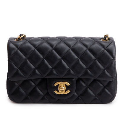 Chanel 2025 Black Quilted Lambskin Pearl Crush Mini Rectangular Flap Bag