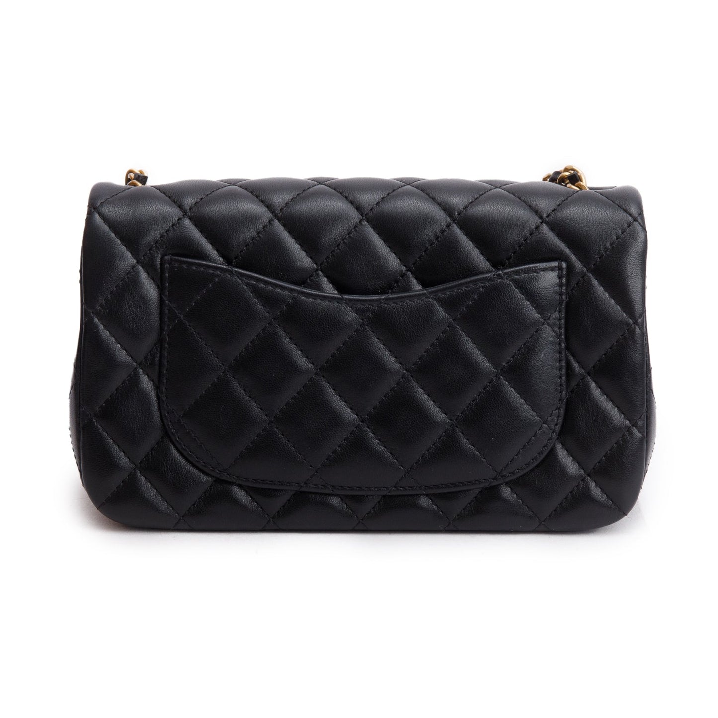 Chanel 2025 Black Quilted Lambskin Pearl Crush Mini Rectangular Flap Bag