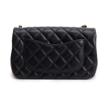 Chanel 2025 Black Quilted Lambskin Pearl Crush Mini Rectangular Flap Bag