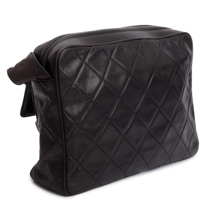 Chanel Vintage Black Lambskin Quilted CC Tassel Camera Bag