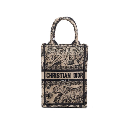 Christian Dior 2022 Black Canvas Toile de Jouy Embroidered Mini Book Tote