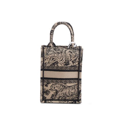 Christian Dior 2022 Black Canvas Toile de Jouy Embroidered Mini Book Tote
