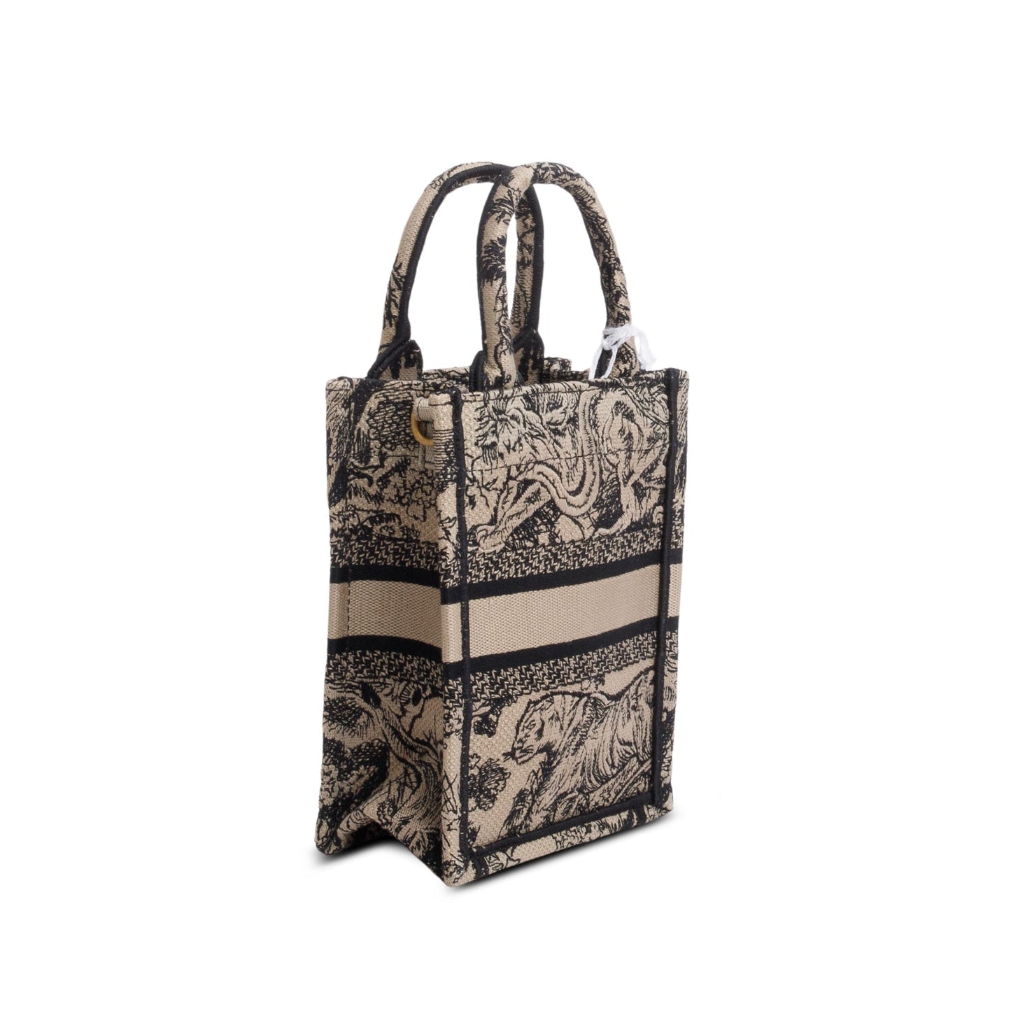 Christian Dior 2022 Black Canvas Toile de Jouy Embroidered Mini Book Tote