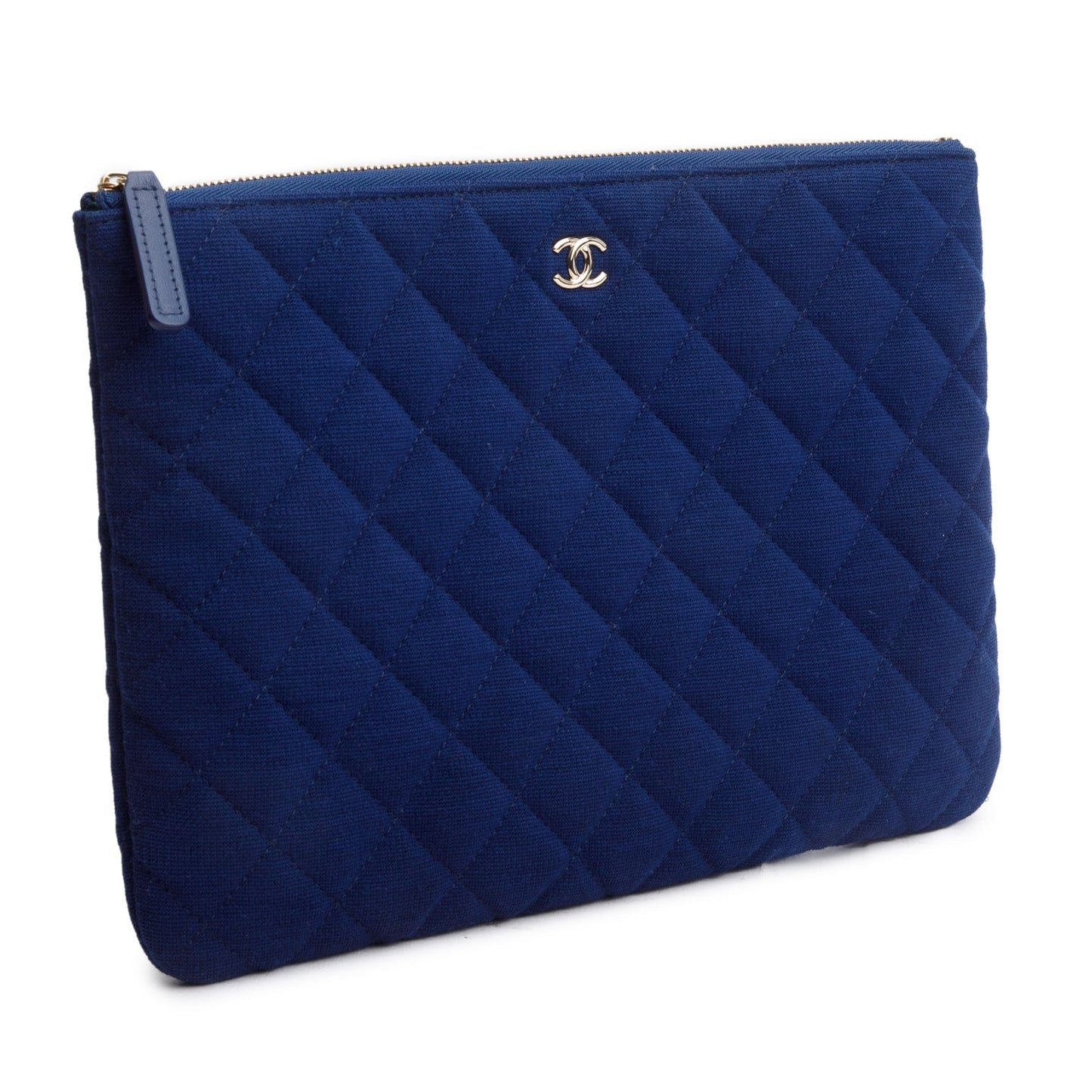Chanel Blue Quilted Jersey O-Case Clutch
