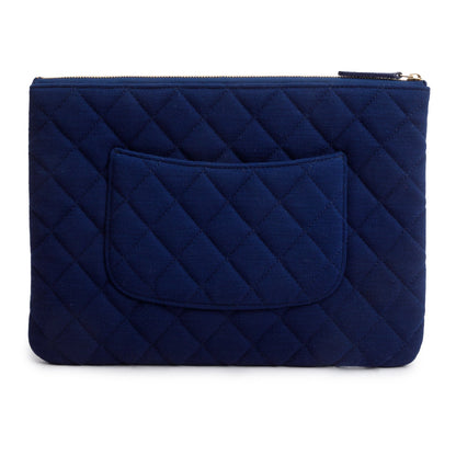 Chanel Blue Quilted Jersey O-Case Clutch
