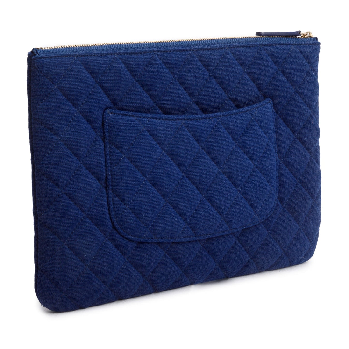 Chanel Blue Quilted Jersey O-Case Clutch