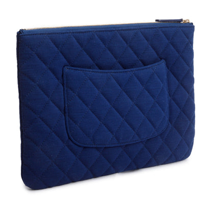 Chanel Blue Quilted Jersey O-Case Clutch