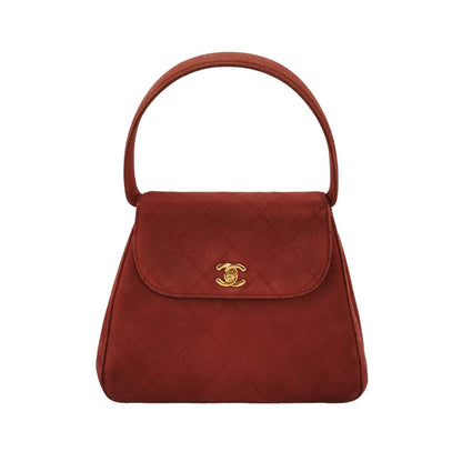 Chanel Kelly Mini 1997 -1999 Red Suede Leather Top Handle Bag