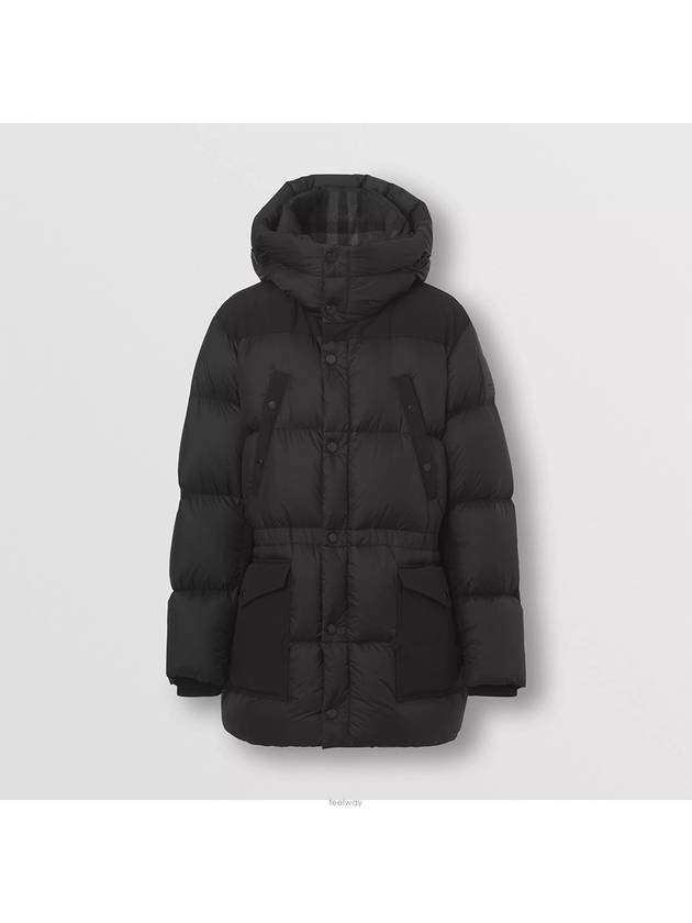 Luxury Burberry Logo Applique Nylon Puffer Coat Black