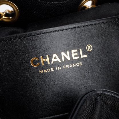 Chanel 2025 Black Caviar Leather 25 Small Bucket Bag