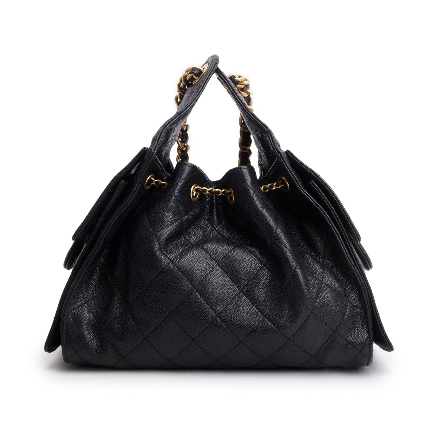 Chanel 2025 Black Caviar Leather 25 Small Bucket Bag