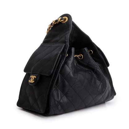Chanel 2025 Black Caviar Leather 25 Small Bucket Bag