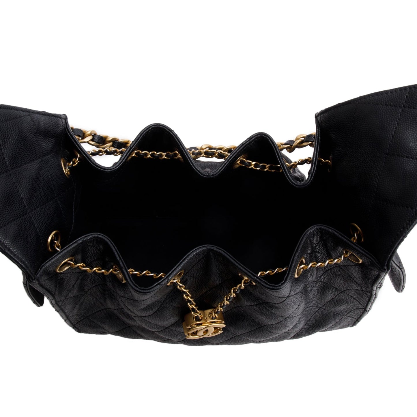 Chanel 2025 Black Caviar Leather 25 Small Bucket Bag