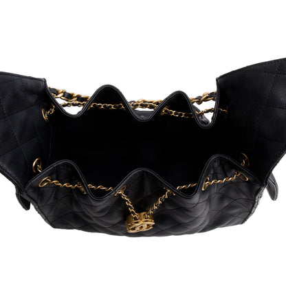 Chanel 2025 Black Caviar Leather 25 Small Bucket Bag