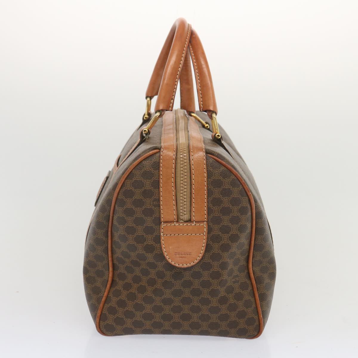 Luxury CELINE Macadam Canvas Boston Bag PVC Brown  68004