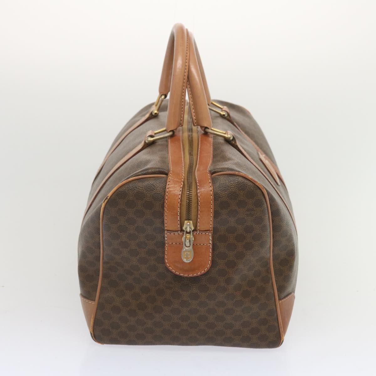 Luxury CELINE Macadam Canvas Boston Bag PVC Brown  68005