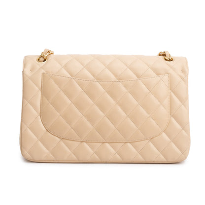 Chanel Beige Quilted Caviar Leather Classic Jumbo Double Flap Bag