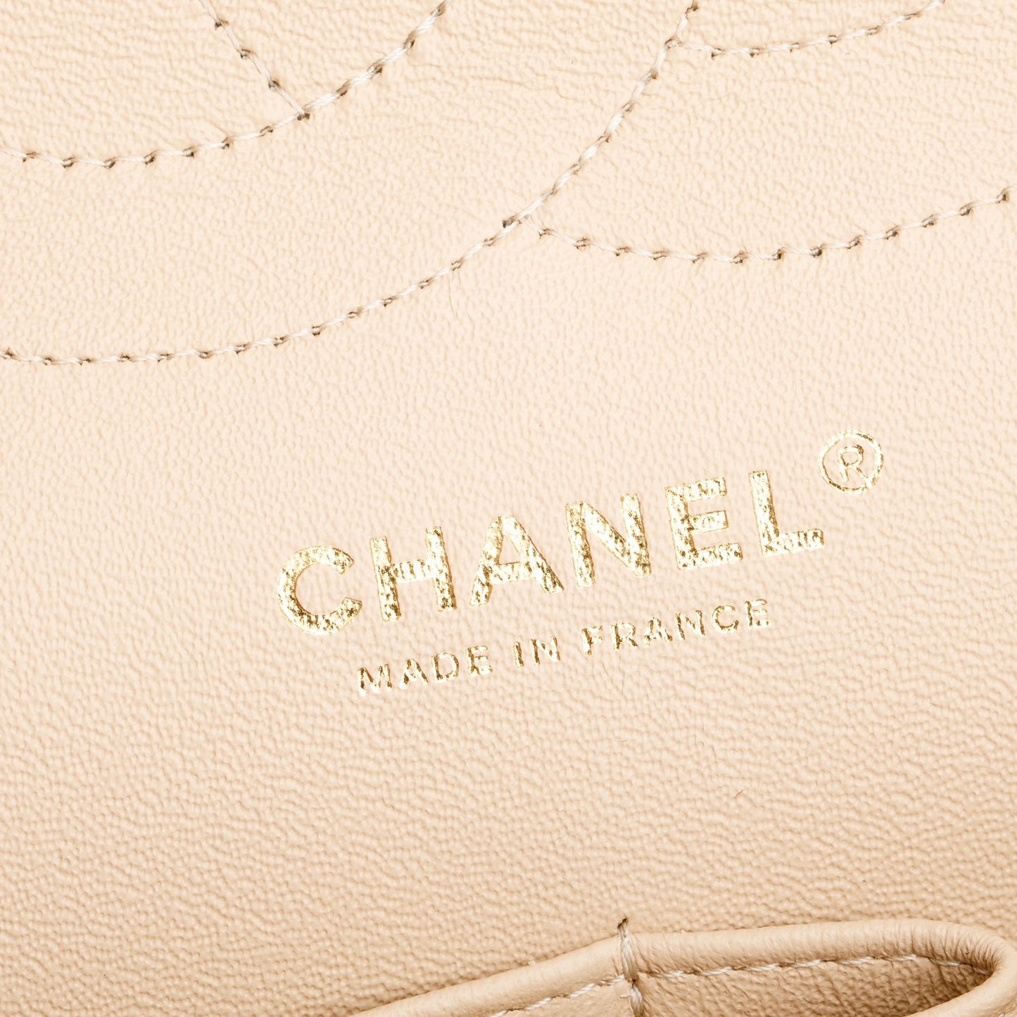 Chanel Beige Quilted Caviar Leather Classic Jumbo Double Flap Bag