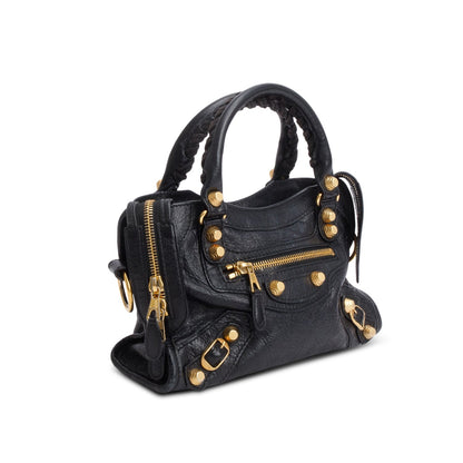 Balenciaga Black Agneau Leather Classic Mini City Bag