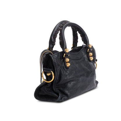 Balenciaga Black Agneau Leather Classic Mini City Bag