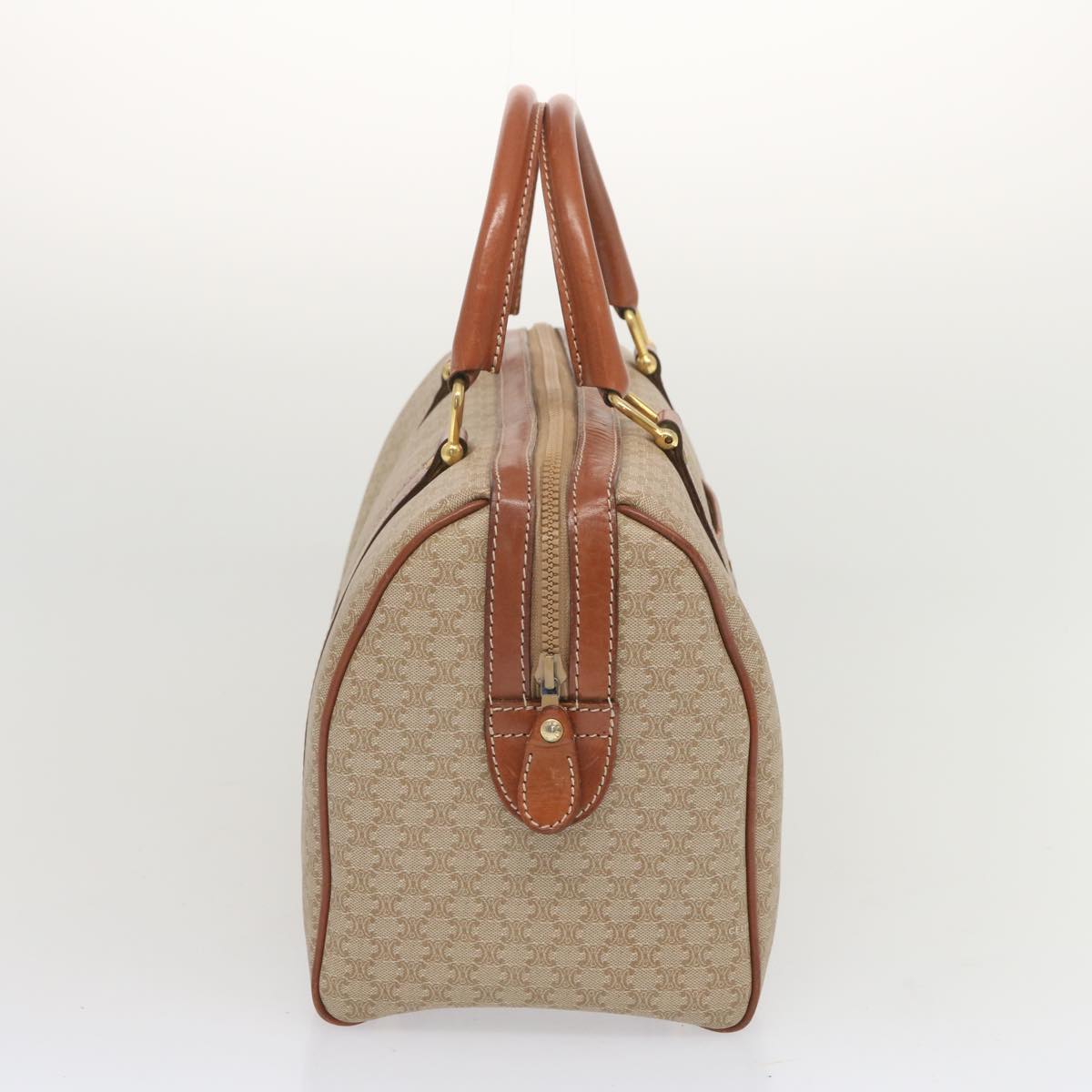 Luxury CELINE Macadam Canvas Boston Bag Beige  68007