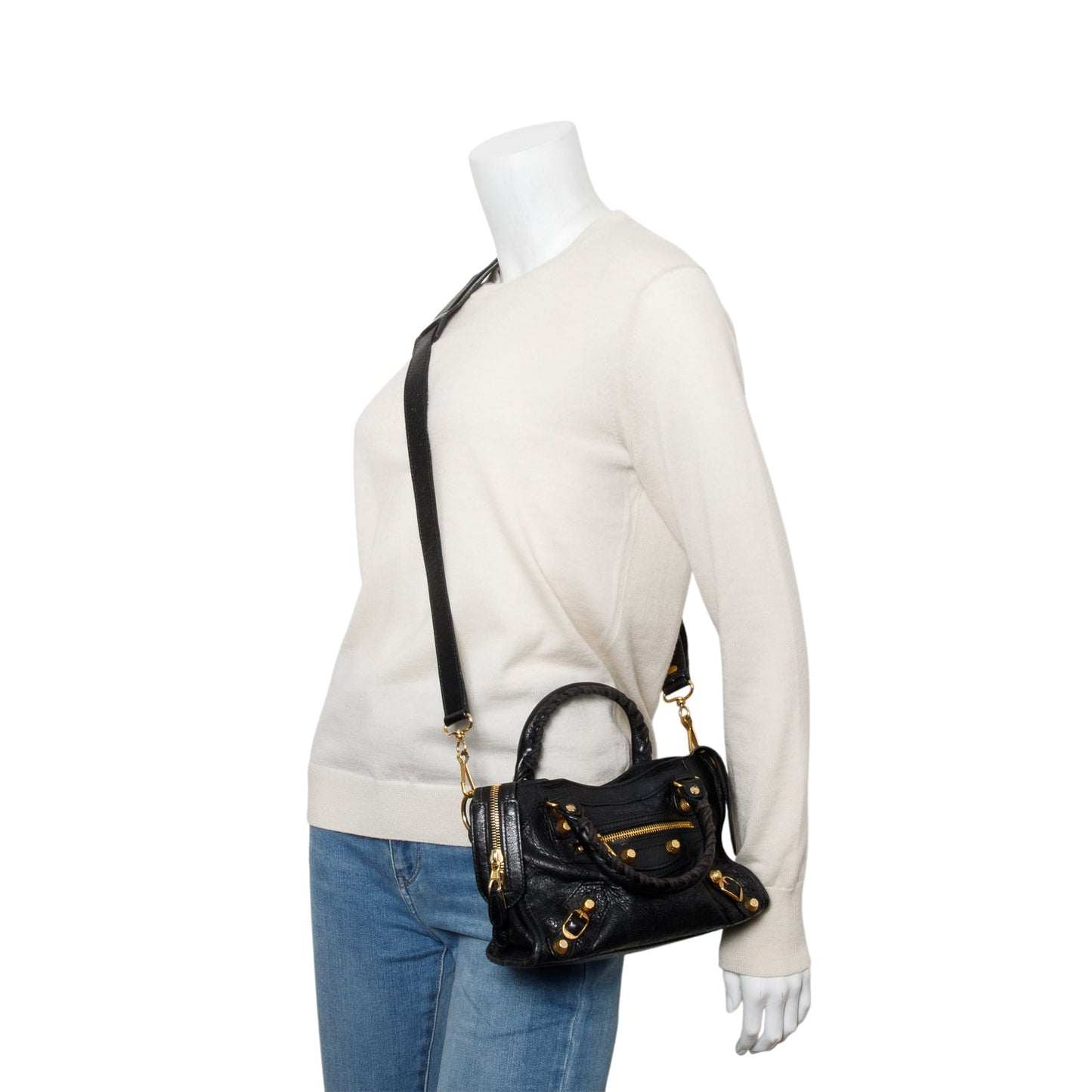 Balenciaga Black Agneau Leather Classic Mini City Bag