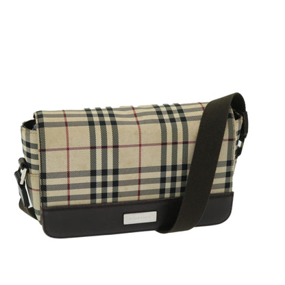 Luxury Burberry Nova Check Shoulder Bag Nylon Beige Auth 68013