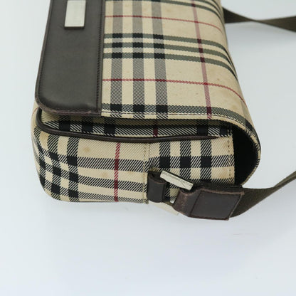 Luxury Burberry Nova Check Shoulder Bag Nylon Beige Auth 68013
