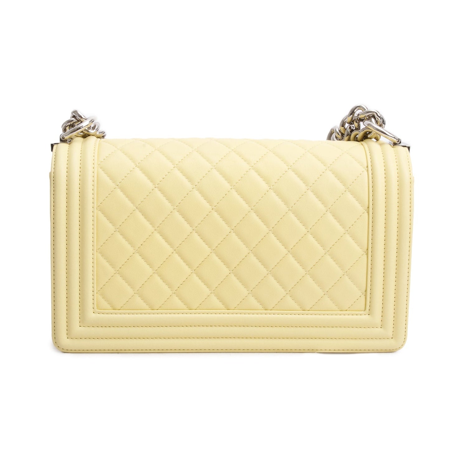Chanel Yellow Quilted Lambskin Leather Medium Boy Bag