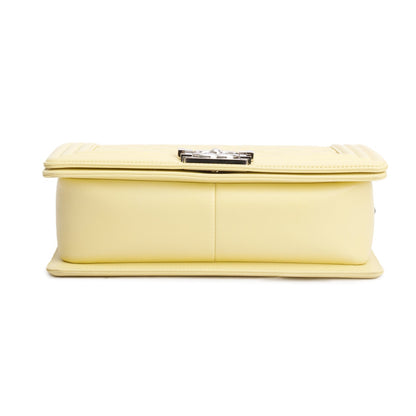 Chanel Yellow Quilted Lambskin Leather Medium Boy Bag