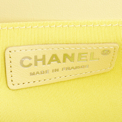 Chanel Yellow Quilted Lambskin Leather Medium Boy Bag