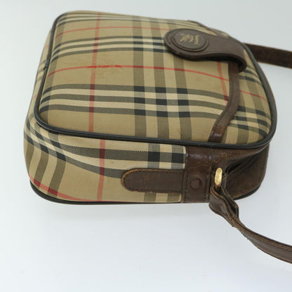Luxury BurberrySs Nova Check Shoulder Bag Canvas Beige Auth 68023