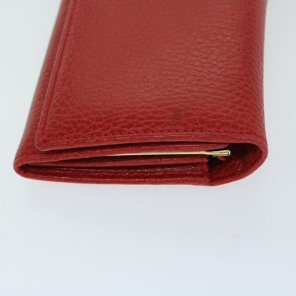 Luxury CELINE Wallet Leather Red Auth 68033