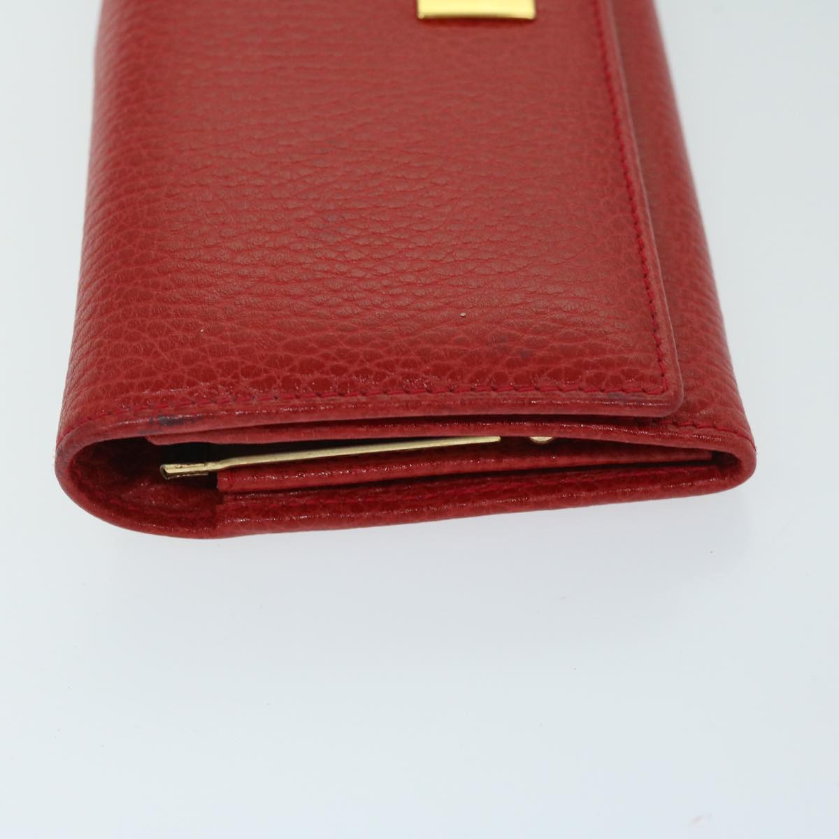 Luxury CELINE Wallet Leather Red Auth 68033