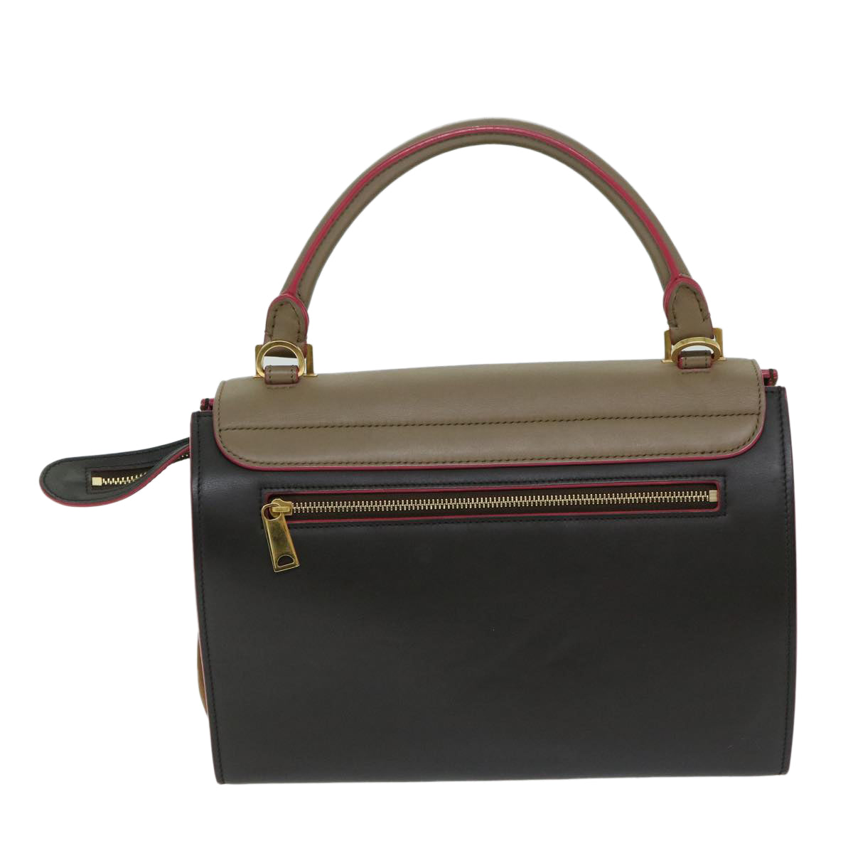 Luxury CELINE Trapeze Hand Bag Leather 2way Brown  68058
