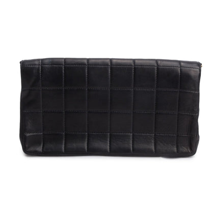 Chanel Vintage Black Lambskin Quilted Chocolate Bar Pearl Flap Bag