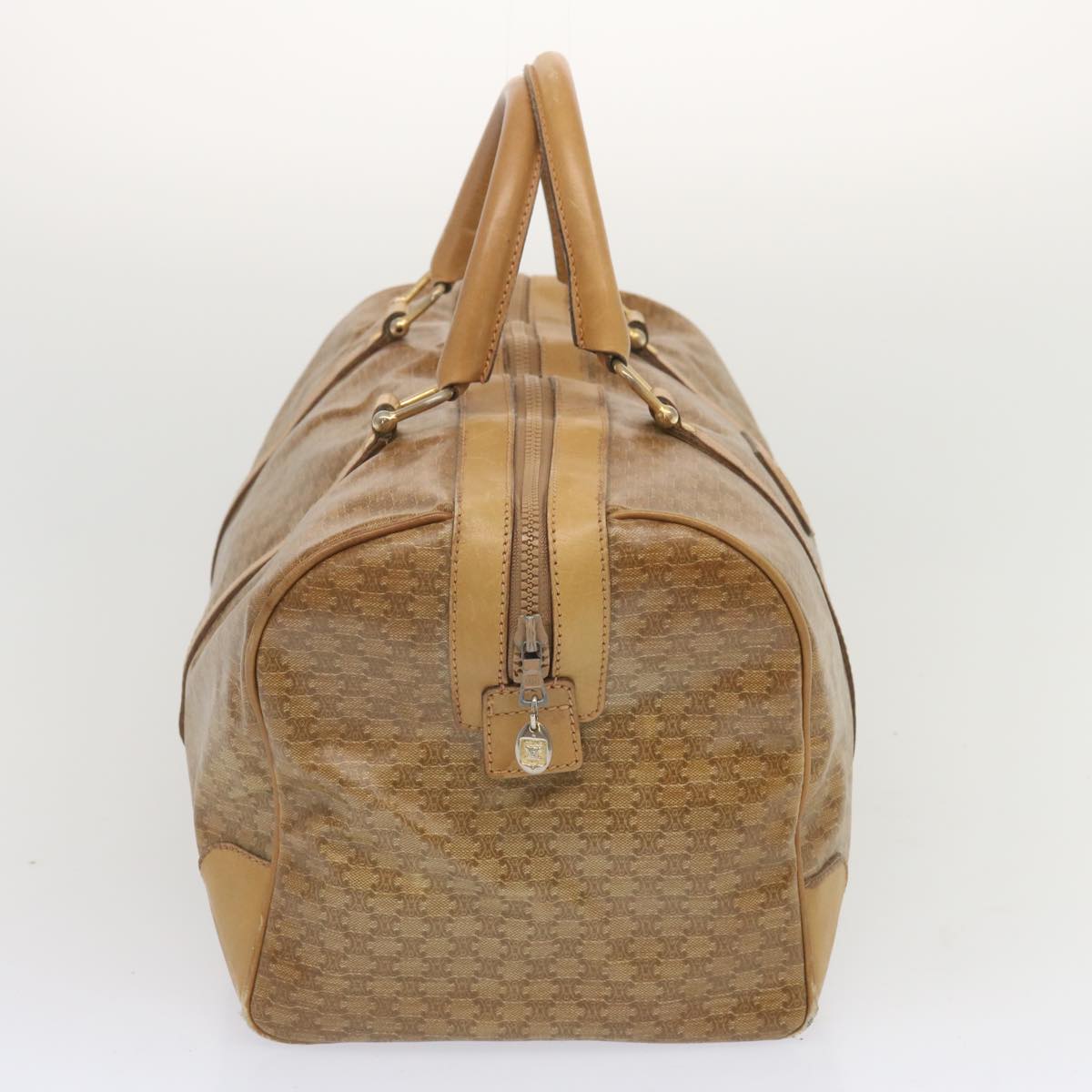 Luxury CELINE Macadam Canvas Boston Bag Beige  68079