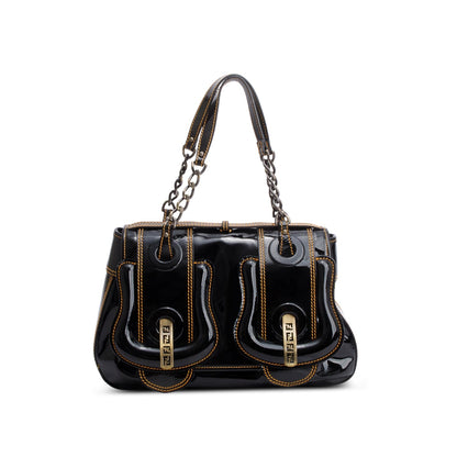 Fendi Black Patent Leather B Shoulder Bag
