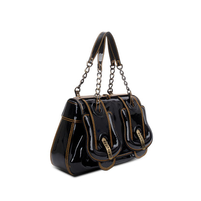 Fendi Black Patent Leather B Shoulder Bag