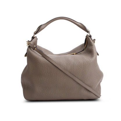Burberry Taupe Grained Leather Ledbury Convertible Hobo