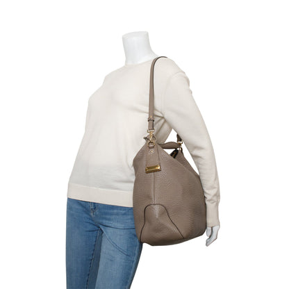 Burberry Taupe Grained Leather Ledbury Convertible Hobo