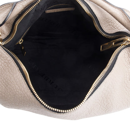 Burberry Taupe Grained Leather Ledbury Convertible Hobo