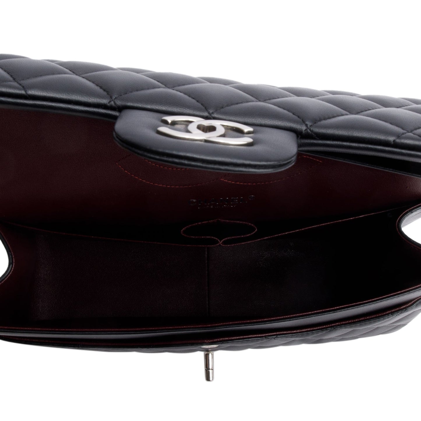 Chanel Black Quilted Lambskin Leather Jumbo Double Flap Bag