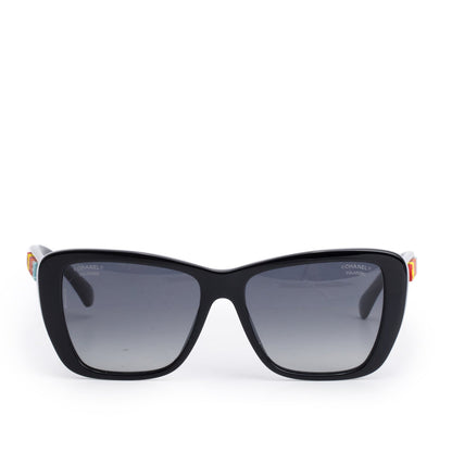Chanel 71548 Black Acetate Polarized Butterfly Sunglasses
