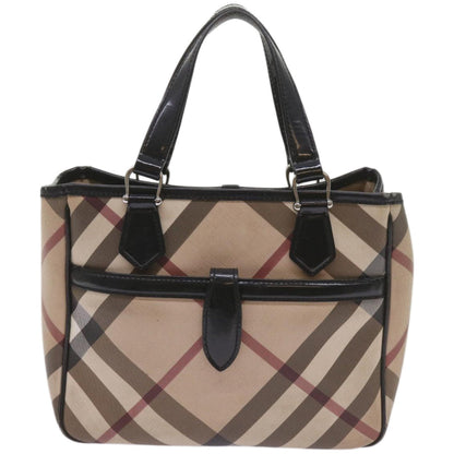 Luxury Burberry Nova Check Hand Bag PVC Beige Auth 68142