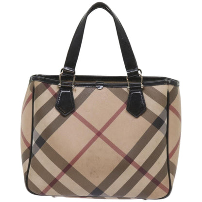 Luxury Burberry Nova Check Hand Bag PVC Beige Auth 68142