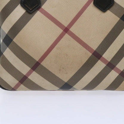 Luxury Burberry Nova Check Hand Bag PVC Beige Auth 68142