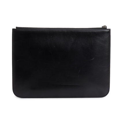 Chanel 2020 Black Lambskin Leather Large Faux Pearl& Strass Deauville Pouch