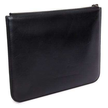Chanel 2020 Black Lambskin Leather Large Faux Pearl& Strass Deauville Pouch