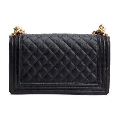 Chanel 2020 Black Caviar Quilted Medium Boy Flap Bag